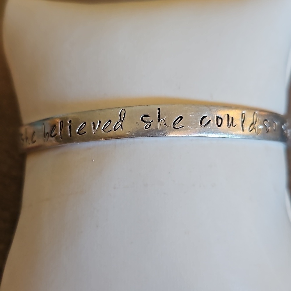 5/$25 Metal "She Believed She Could So She Did" Quote Cuff Bracelet - Picture 2 of 7